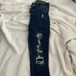 Justice Girls Dark Indigo Distressed Skinny Jeans